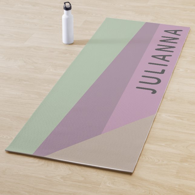 Lilac Green Geometric Color Block Personalisiert Yogamatte (Beispiel)