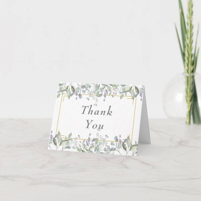 Lilac Greenery Country Floral Wedding Vielen Dank Karte (Vorderseite)