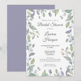 Lilac Greenery Floral Brautparty Einladung