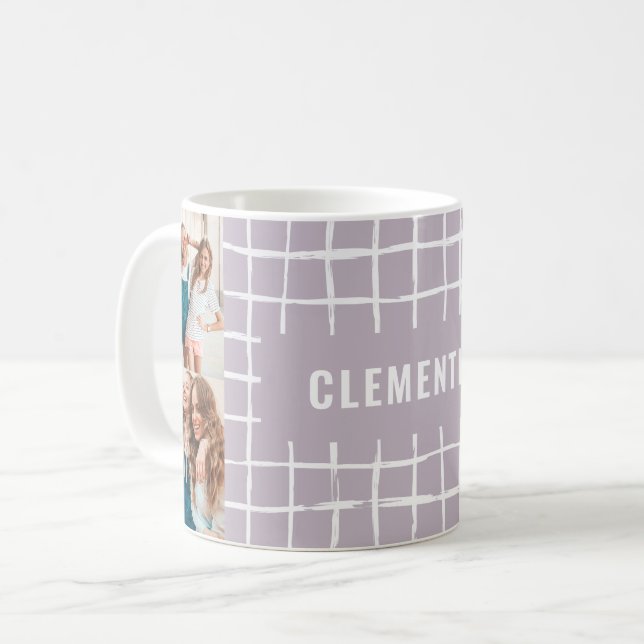 Lilac grid 4 Foto modern und einfach Kaffeetasse (Vorderseite Links)