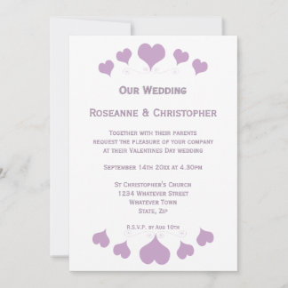 Lilac Hearts Design Hochzeit Einladung