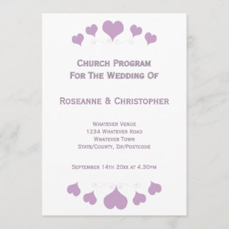 Lilac Hearts Design Hochzeit Programm