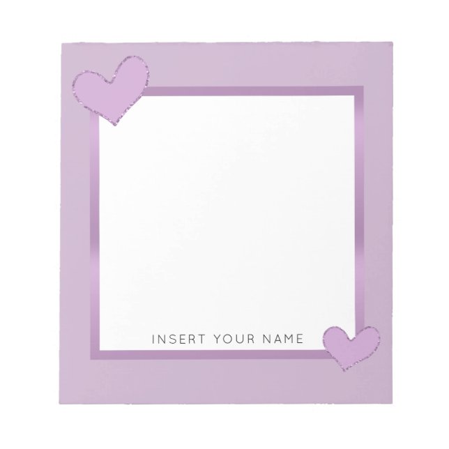Lilac Hearts Personalisiert Notepad 5,5" x 6" Notizblock (Vorderseite)