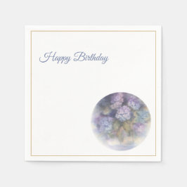 Lilac Hydrangea Happy Birthday Cocktail Napkins Serviette