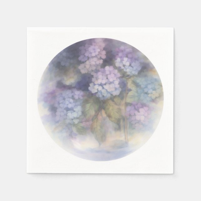 Lilac Hydrangea Watercolor Luncheon Napkin Serviette (Vorderseite)