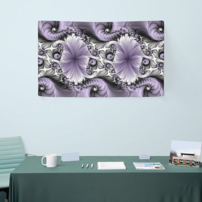 Lilac Illusion Abstraktes florales Fraktal Kunstfa Banner (Messeveranstaltung)