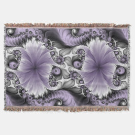 Lilac Illusion Abstraktes florales Fraktal Kunstfa Decke