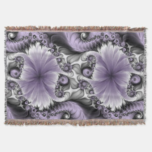 Lilac Illusion Abstraktes florales Fraktal Kunstfa Decke