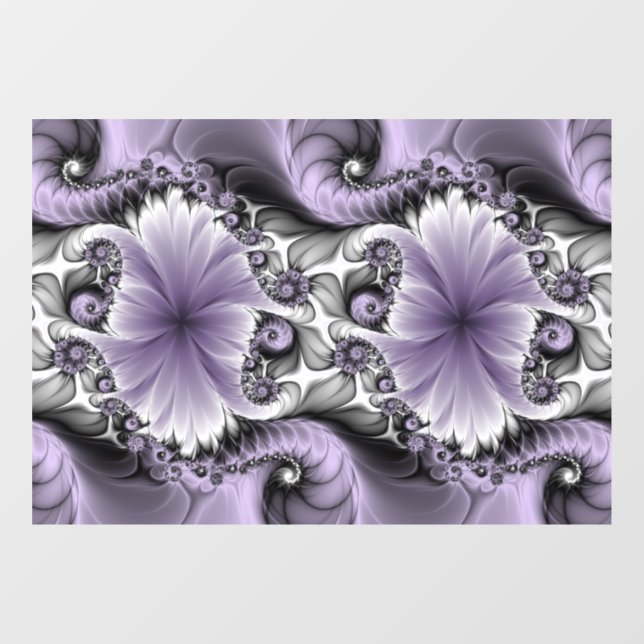 Lilac Illusion Abstraktes florales Fraktal Kunstfa Fensteraufkleber (Blatt)