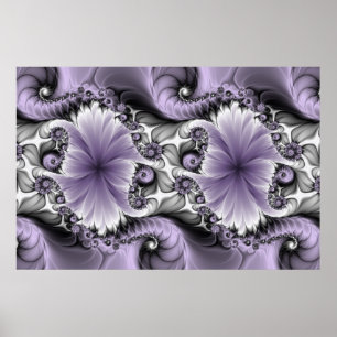 Lilac Illusion Abstraktes florales Fraktal Kunstfa Poster