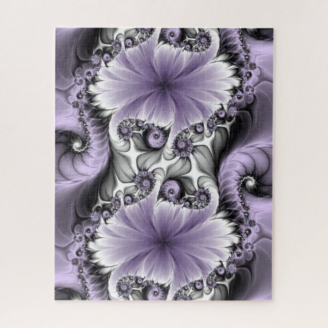 Lilac Illusion Abstraktes florales Fraktal Kunstfa Puzzle (Vertikal)