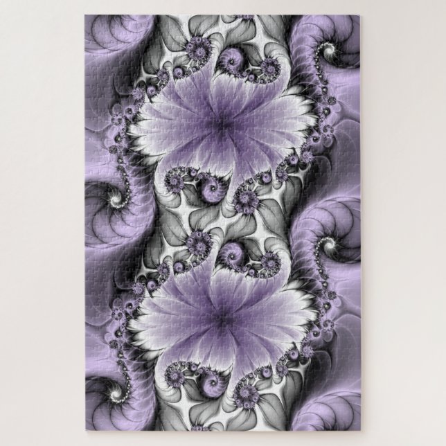 Lilac Illusion Abstraktes florales Fraktal Kunstfa Puzzle (Vertikal)