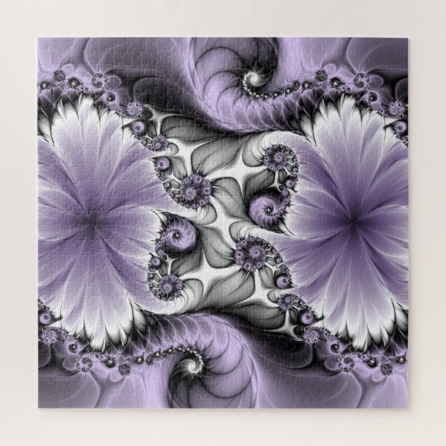 Lilac Illusion Abstraktes florales Fraktal Kunstfa Puzzle (Vertikal)