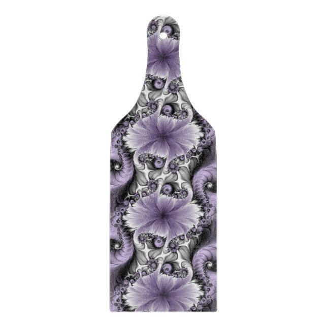 Lilac Illusion Abstraktes florales Fraktal Kunstfa Schneidebrett (Vorderseite)