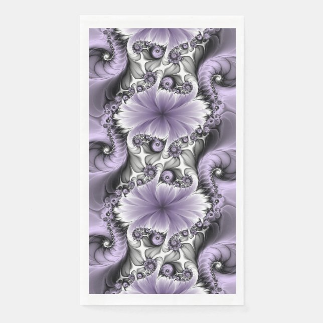 Lilac Illusion Abstraktes florales Fraktal Kunstfa Serviette (Vorderseite)