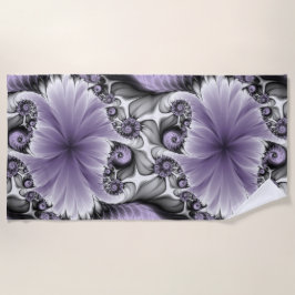 Lilac Illusion Abstraktes florales Fraktal Kunstfa Strandtuch