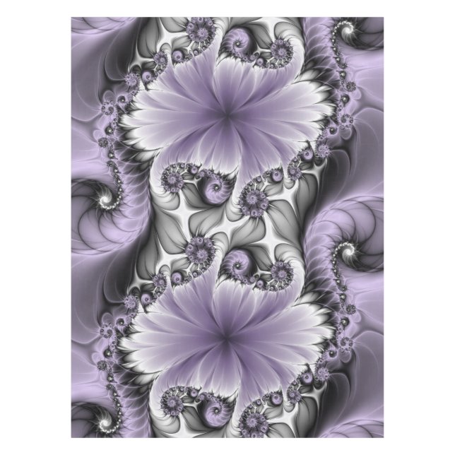Lilac Illusion Abstraktes florales Fraktal Kunstfa Tischdecke (Vorderseite)
