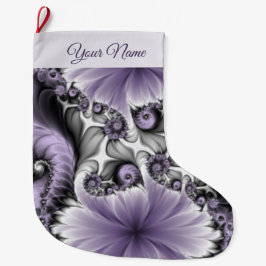Lilac Illusion Abstraktes florales Fraktal Name Großer Weihnachtsstrumpf