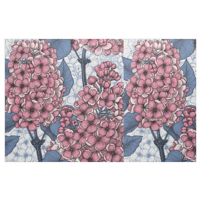 Lilac in Rosa und Blau Stoff (Fat Quarter (45,7 x 55,9 cm))