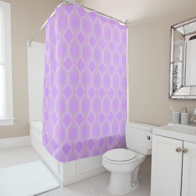 Lilac Intelaced Geometric Muster Duschvorhang (Beispiel)