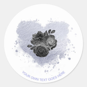 *~* Lilac Iridescent Herz Blume Weiß Runder Aufkleber