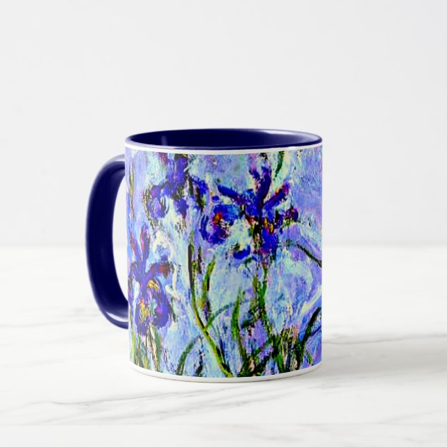 Lilac Irises von Claude Monet Tasse (Vorderseite Links)