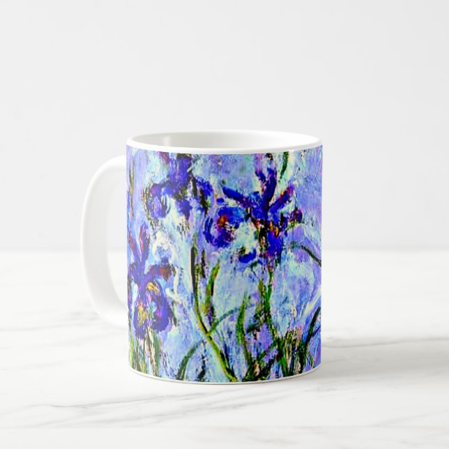 Lilac Irises von Claude Monet Tasse (Vorderseite Links)