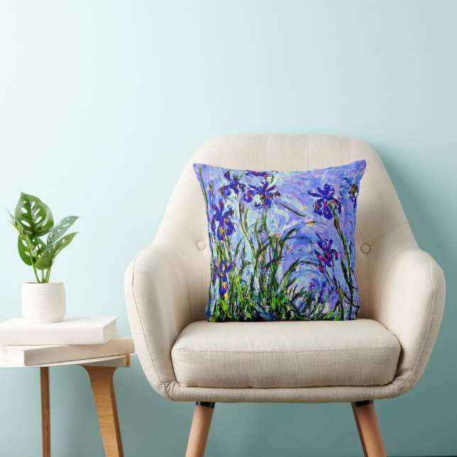 Lilac Irises von Claude Monet, Throw Pillow Kissen (Stuhl )