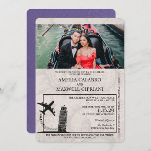 Lilac Italy Passport Wedding Einladung