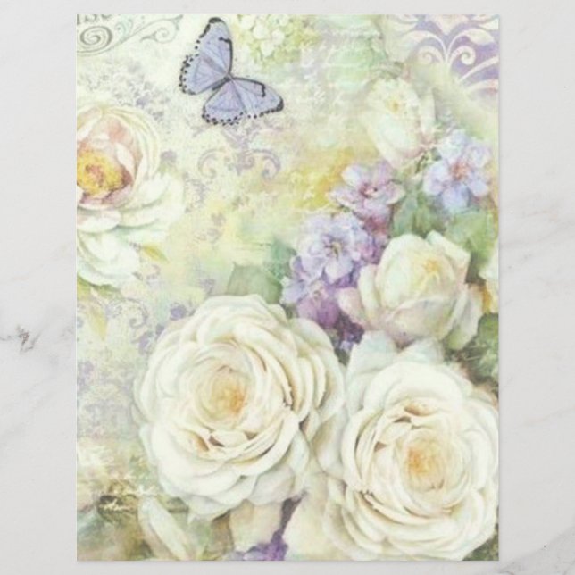 Lilac Ivory Floral Decoupage Scrapbook Paper (Vorderseite)