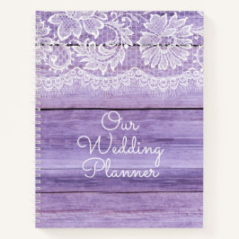 Lilac Lace und Barn Wood Wedding Notizbuch