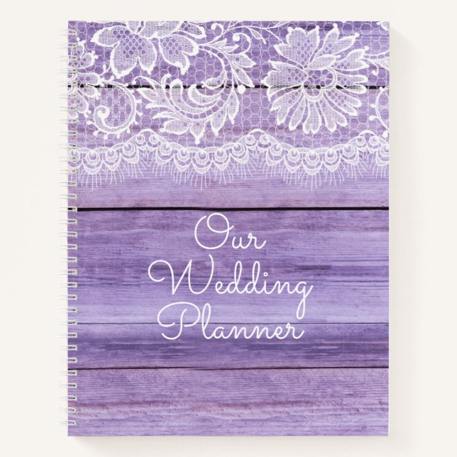 Lilac Lace und Barn Wood Wedding Notizbuch (Vorderseite)