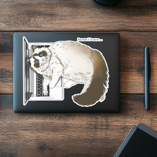 Lilac Laptop Cat Funny Niedlich Aufkleber