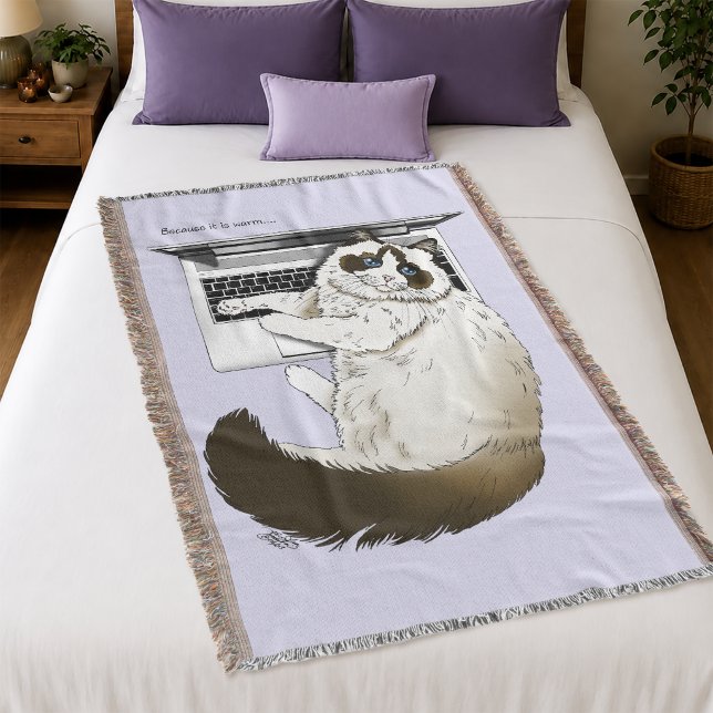 Lilac Laptop Cat Funny Niedlich Decke (Von Creator hochgeladen)