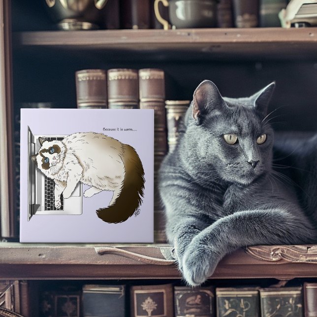 Lilac Laptop Cat Funny Niedlich Fliese (Von Creator hochgeladen)