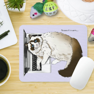 Lilac Laptop Cat Funny Niedlich Mousepad