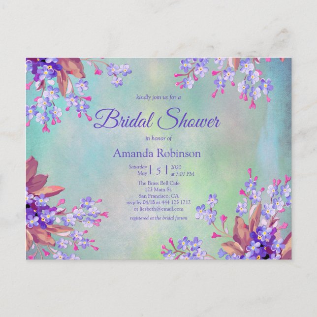 Lilac Lavender Blume Brautparty Postkarte (Vorderseite)