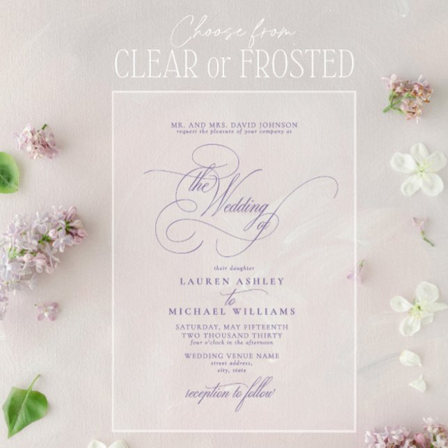 Lilac Lavender Calligraphy Wedding Acryleinladungen (Von Creator hochgeladen)
