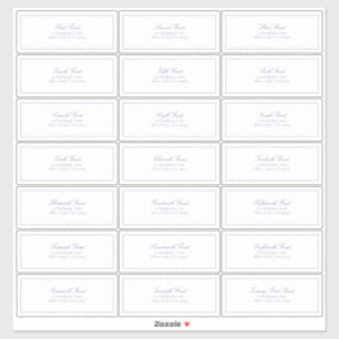 Lilac Lavender Classic Script Guest Address Aufkleber