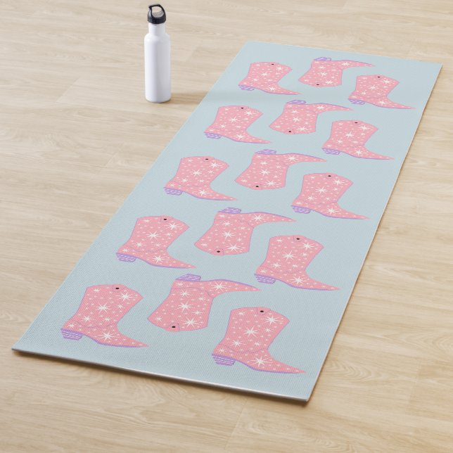 Lilac Lavender Cowgirl Boots Rodeo Muster Yogamatte (Beispiel)