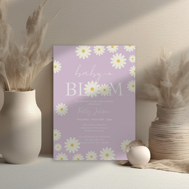 Lilac Lavender Daisy Baby in Bloom Shower Einladung (Von Creator hochgeladen)