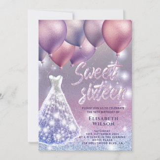 Lilac Lavender funkelnd glitschig Kleiderballon Einladung