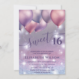 Lilac lavender funkelnd glittery ombre ballon einladung