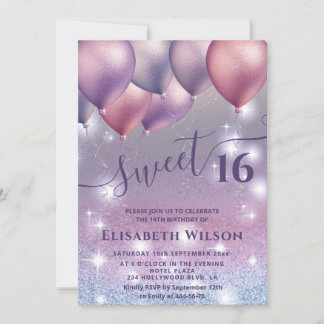 Lilac lavender funkelnd glittery ombre ballon einladung