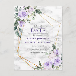 Lilac Lavender Gold Geometric Delay Das Datum Ankündigungspostkarte
