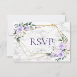 Lilac Lavender Gold Geometric Floral Wedding RSVP