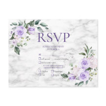 Lilac Lavender Gold Geometric Floral Wedding RSVP