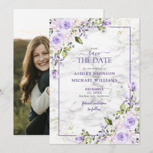 Lilac Lavender Gold Geometric Foto Save the Date