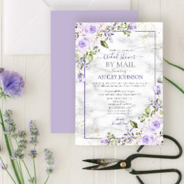 Lilac Lavender Gold Marble Floral Shower by Mail Einladung