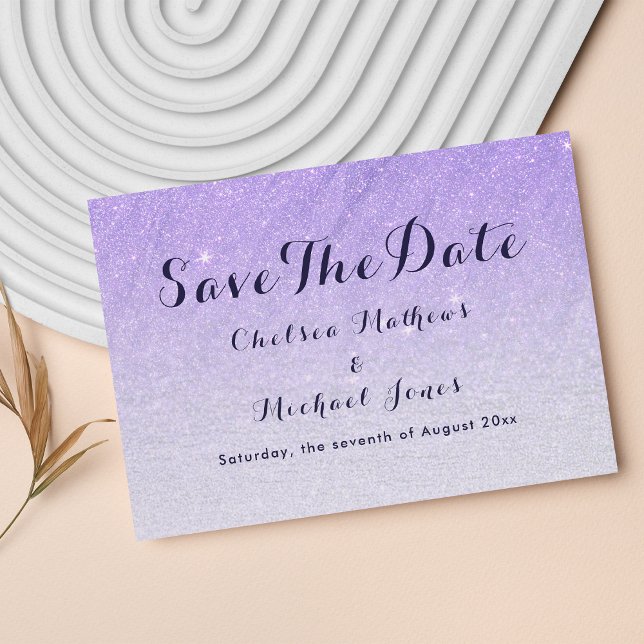 Lilac lavender Imitats Glitzer ombre Save the Date (Lilac lavender faux glitter ombre Save The Date )